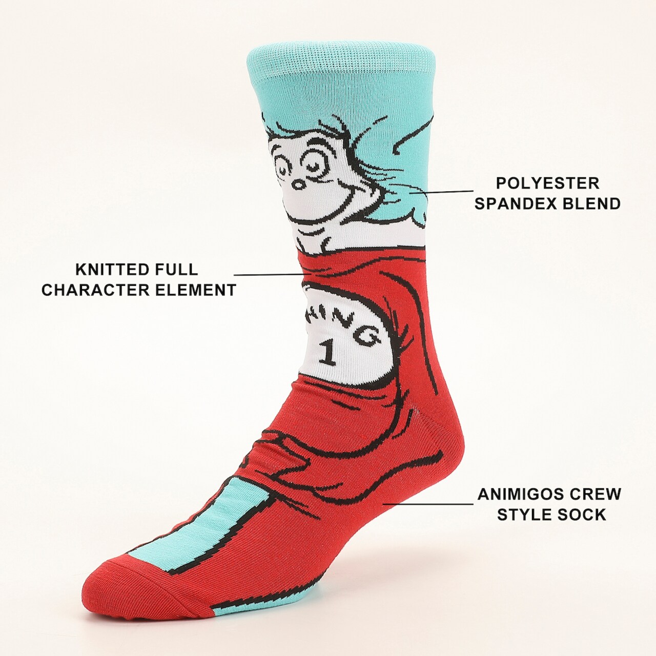 The Cat In The Hat Thing 1 & Thing 2 Buddy Mens Casual Crew Sock
